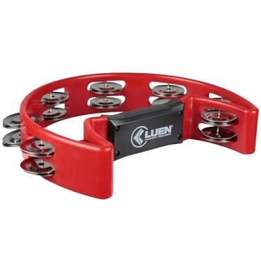 Imagem de Pandeiro Meia Lua Abs Com Pegador Platinela Inox Luen Pandeirola Colors 16 Platinelas | Vermelho