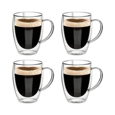 Imagem de Caneca De Café De Vidro Transparente Com Dupla Parede E Alça 350ML Con