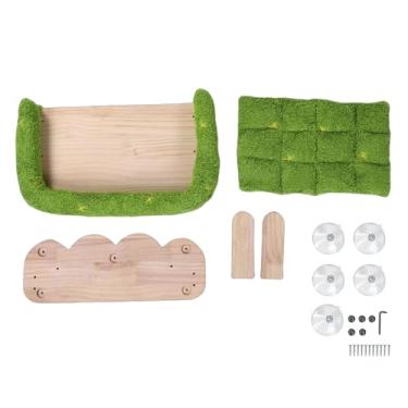 Imagem de HEEPDD Rede de Janela para Gatos, Estrutura de Madeira Maciça Resistente Com Almofada de Escalada de Pelúcia, Design de Ventosa para Gatos Escalarem e Relaxarem, Cama de Parede de