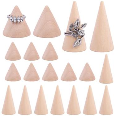 Imagem de RP Remarkable Power, Pacote com 20 anéis de cone de madeira, suporte de exibição de joias de dedo para artesanato DIY