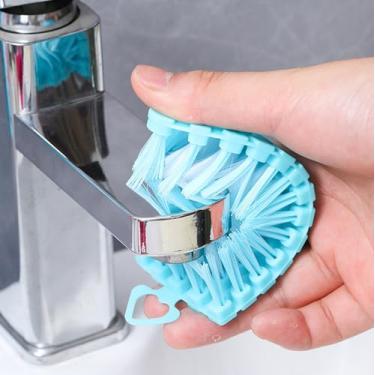 Imagem de Escova flexível com cerdas densas, aderência ergonômica, enxágue rápido para banheiro, cozinha, lavanderia, azulejos, argamassa e sapatos, azul