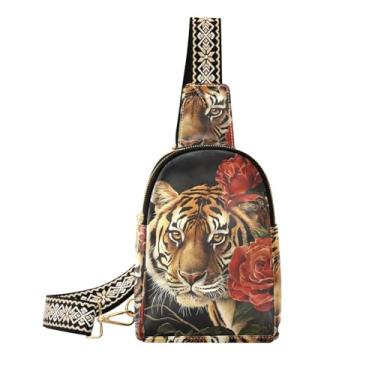 Imagem de CEBUGI Bolsa tiracolo feminina Animal Rose pequena bolsa tiracolo de couro para trilhas, viagens ao ar livre