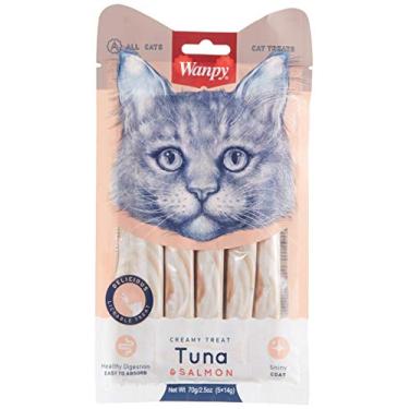 Imagem de Petisco Wanpy Truly Creamy para Gatos – 5 tubos de 14g (5 Unidades, Atum e Salmão)