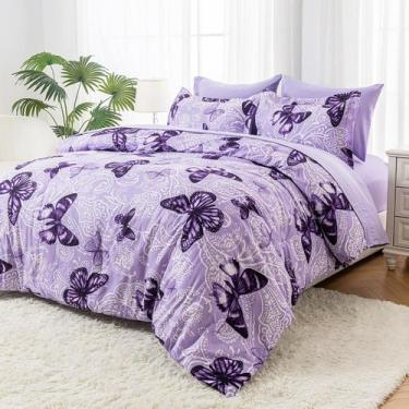 Imagem de Cama em uma bolsa ARTALL Queen Size Purple Paisley Butterfly 7 unidade