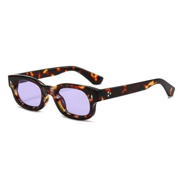 Imagem de Óculos de Sol UV400 - Pequenos Rebites em Cores Doces com Estampa de Leopardo Punk para Homens e Mulheres, Esportes ao Ar Livre, Corrida e Ciclismo, Leopardo Roxo