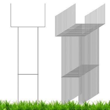 Imagem de Pelopy Pacote com 50 estacas resistentes de 76 cm com moldura H, estacas de poste de gol de aço galvanizado com solda de sobreposição para placas de plástico ondulado