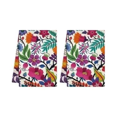 Imagem de 2 peças flores festival feriado prato toalha esfregão - NONE, BRANCO, 