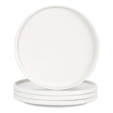 Imagem de GZG Conjunto de pratos de salada de cerâmica para conjuntos de grés de 11,2 cm, pratos pequenos para saladas, sobremesas, aperitivos, micro-ondas, máquina de lavar louça, conjunto de pratos para