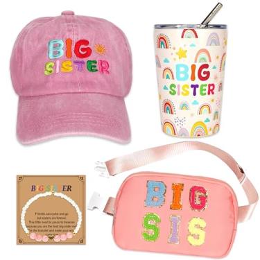 Imagem de Merrypuls Presentes de irmã mais velha para meninas – Conjunto de presente de irmã mais velha com boné, pochete e pulseira – presente de aniversário ou novo presente de irmão bebê