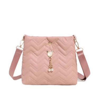 Imagem de Bolsa tiracolo feminina moderna de couro leve para viagens diárias, rosa, Utilitário