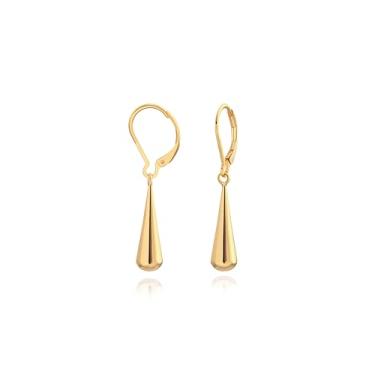 Imagem de CANEVINKA Brincos femininos banhados a ouro 18 K, design de gota de água, brincos geométricos delicados, brincos femininos versáteis diários minimalistas feitos à mão