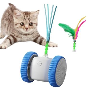Imagem de Brinquedo de gato em movimento | Jogo inteligente ativado por movimento com penas | Brinquedo de simulação de movimento para gatinhos | para treinamento de exercícios, alívio do tédio, uso diário