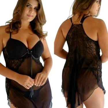 Imagem de Camisola Renda Plus Size Bojo Sensual Rendado Luxo Até 54 - Mi Amore, 