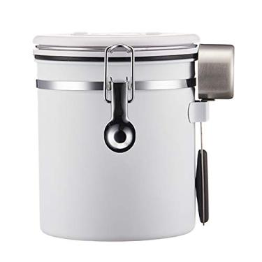 Imagem de Porta Grãos de Café Cozinha Jarra Armazenamento Alimentos em Aço Inoxidável 304 com Válvula CO2 Rastreador Data Colher para Secos Sabor