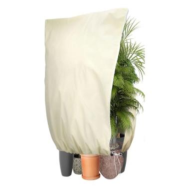 Imagem de 1 peça de capas de plantas de inverno reutilizáveis com cordão de zíper, proteção contra geada e congelamento para vasos de plantas ao ar livre, árvores, arbustos (Tamanho: 300 x 300 cm), cor: bege