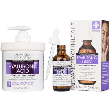 Imagem de Avançada Clinicals ácido hialurônico creme e conjunto de Ácido Hialurônico Serum cuidados da pele! hidratação instantânea para o seu rosto e corpo. Alvos rugas e linhas finas. Spa creme tamanho 16 onças e grande soro 1,75 onças