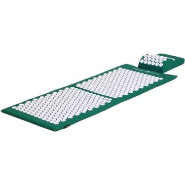 Imagem de YOGATERIA Tapete e Almofada de Acupressão Grande | Revitalizante e Restaurador | Ideal para auto massagem | Capa removível e lavável | Incluso bolsa de armazenamento e transporte (Esmeralda)
