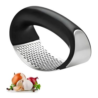 Imagem de Espremedor Amassador Triturador de Alho Profissional Manual em Aço Inox - Utensílios de Cozinha Para Alimentos Como Pimenta, Gengibre, Castanhas, Legumes, Alho e Embutidos