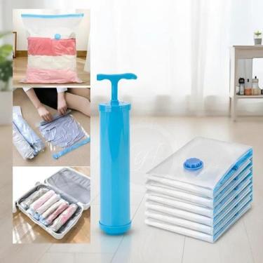 Imagem de Kit 10 Saco a Vácuo 60x80 Organizador Roupas Edredom Guarda Roupa Viag