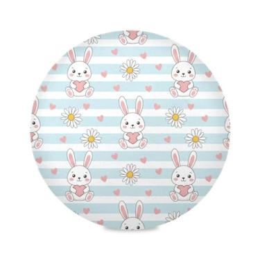 Imagem de Wassud Jogo americano com listras de coelho de desenho animado para cozinha e jantar, tapetes laváveis e resistentes ao calor, decoração de mesa 39 cm