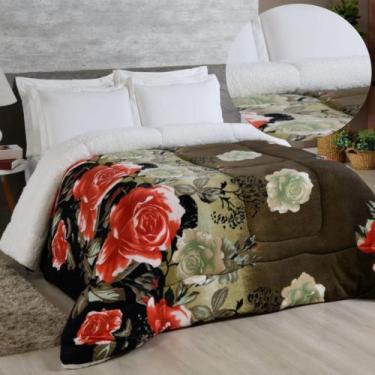 Imagem de Edredom Coberdrom Sonobom Queen Sherpa e Manta - Floral Preto - Top Ch