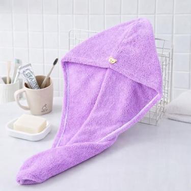 Imagem de Touca de secagem de cabelo triangular espessa para mulheres, toalha de cabelo turbie super absorvente, touca de banho de secagem rápida para cabelos longos e grossos