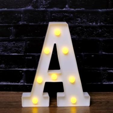 Imagem de Luzes LED para letreiro - Letreiros de alfabeto personalizáveis para casa, casamento, decoração de festa de aniversário e decoração de parede