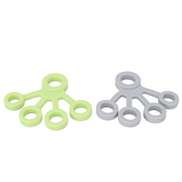 Imagem de Cryfokt Maca de Dedo Portátil Elástico Fortalecedor de Aperto de Dedo para Treinamento de Reabilitação de 2 Peças para Escritório Doméstico Silicone Verde Claro + Cinza Claro