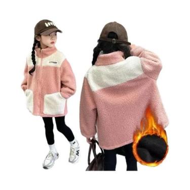 Imagem de Jaqueta De Veludo Quente Para Meninas, Casaco De Lã De Cordeiro, Moda 