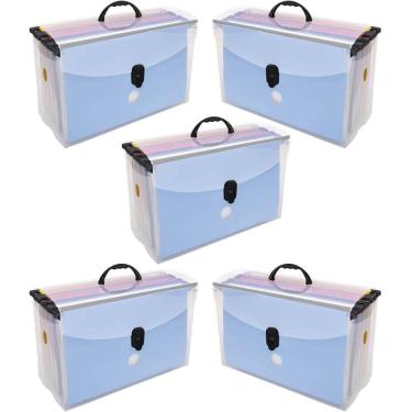 Imagem de Kit 5 Maletas de Documentos 10 Pastas Suspensas Dello Organizadora Coloridas