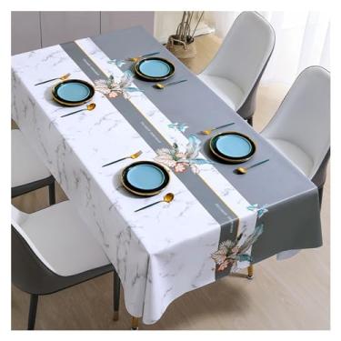 Imagem de Toalha de mesa retangular à prova d'água, antidesbotamento, cor lavável simples, tapete de mesa para banquete familiar (1.120 x 170 cm)