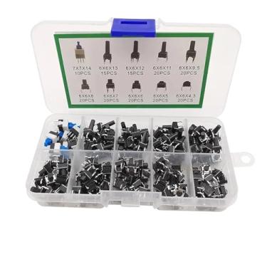 Imagem de 180 peças/caixa 15 x 15 interruptores de toque, 10 tipos de interruptores de botão liga/desliga de tato, kit sortido, acessórios de ferramentas DIY