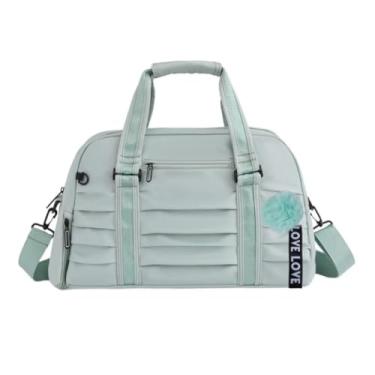 Imagem de Bolsa Mochila Esportiva Academia Viagem Mala Mão Blogueira Espaçosa Alça Transversal Com Chaveiro Pompom Colorida Grande(Verde Claro)