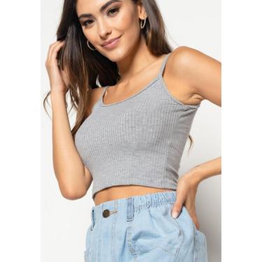 Imagem de Cropped Salvatore Alça Fina Canelado Feminina-Feminino