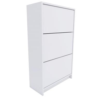 Imagem de Sapateira de Parede Moderna, 3 Prateleiras Inclinadas, Branca, Organizador Vertical para Calçados