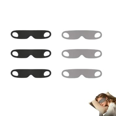 Imagem de PLAYTHROUGH Máscara de dormir para pendurar na orelha, 6 peças, máscara fina para dormir para Siesta Travel Yoga (cinza, preto)