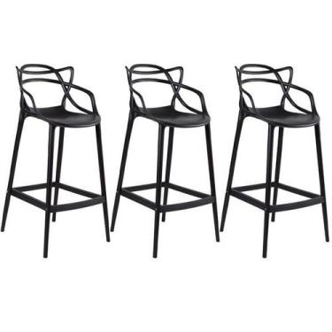 Imagem de Conjunto c/3 Banqueta Allegra Alta Master Preta Cozinha Americana Balc