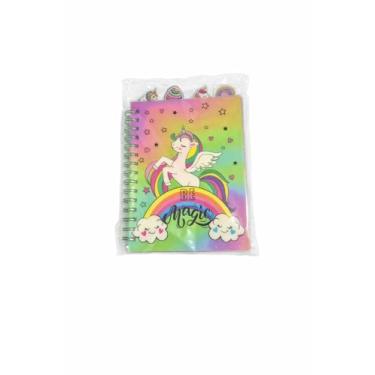 Imagem de Caderno Unicórnio com Folhas Decoradas e Divisórias