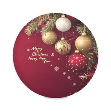 Imagem de STAYTOP Jogo americano redondo para decoração de Natal, 6 peças, tapetes de mesa antiderrapantes fáceis de limpar para casa, cozinha, churrasco, festa, decoração de mesa