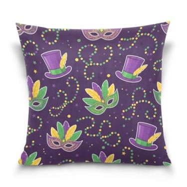 Imagem de ATTX Capas de almofada de máscara de carnaval 50 x 50 cm decorativas com zíper para sala de estar sofá-cama (180)