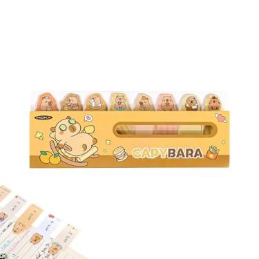Imagem de Notas Adesivas Divertidas | Marcadores Adesivos De Animais | Material Escolar Com Capivaras Cartoon - Para Adultos E Crianças, Uso Em Cadernos E Livros