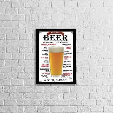Imagem de Quadro Beer Around The World 45X34Cm Com Vidro Moldura Preta