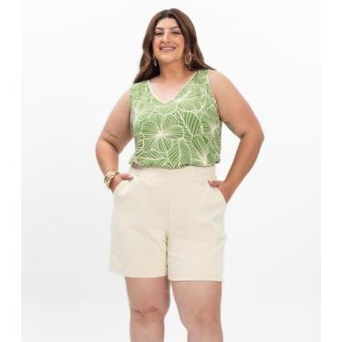 Imagem de Shorts Feminino Plus Size Secret Glam Bege, Plus G4, Bege