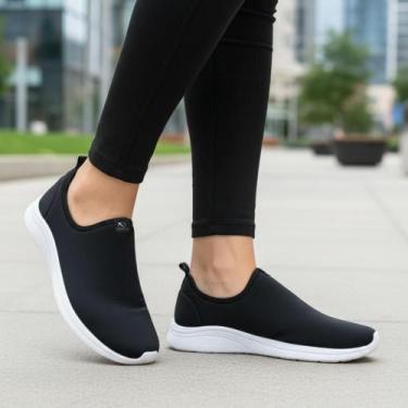 Imagem de Kit Tênis Feminino Casual Calce Fácil e Chinelo Ortopédico Para Esporã