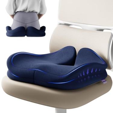 Imagem de ZZ-WELL Almofadas de assento para cadeiras de escritório - Almofada de cadeira extragrande 53,8 cm L x 42 cm C - Almofada de assento patenteada de espuma viscoelástica para alívio da pressão sentada
