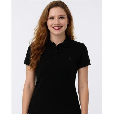 Imagem de Camisa Polo Feminina Preta 100% Algodão - Conforto, Estilo e Qualidade