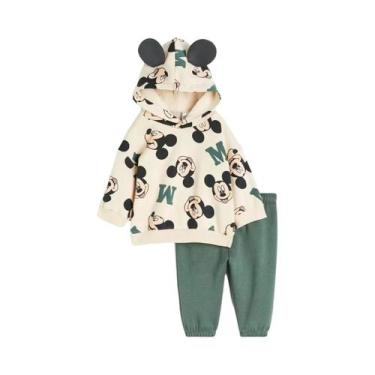Imagem de Conjunto De Moletom Com Capuz E Calça Infantil Mickey Cartoon De Manga