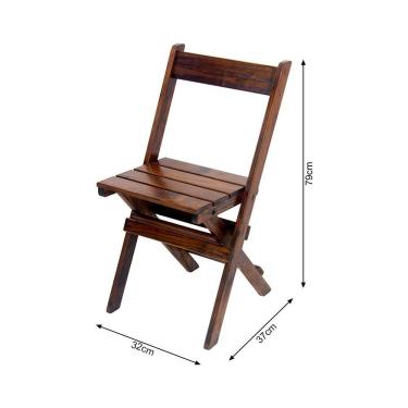 Imagem de Kit 4 Conjuntos Mesa Dobrável 70x70cm Para Bar Com 4 Cadeiras Em Madeira Maciça - Imbuia - Marrom