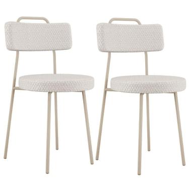 Imagem de Kit 02 Cadeiras Decorativas Estofada Sala Jantar Barcelona Arena L02 Bouclê Cru - Lyam