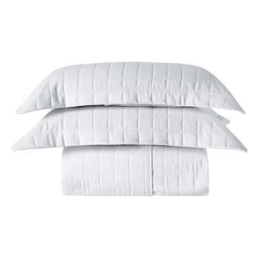 Imagem de Cobre Leito Matelassê Percal 300 fios Basic King 03 Peças 100% Poliéster - Branco